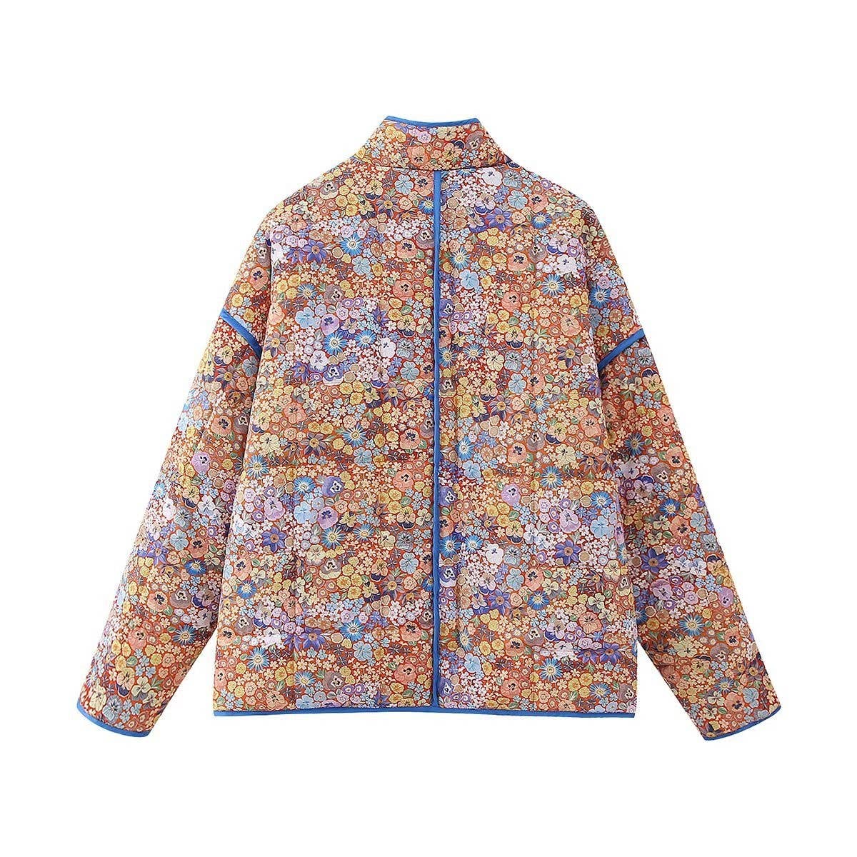 Orange Floral Quilted Jacket