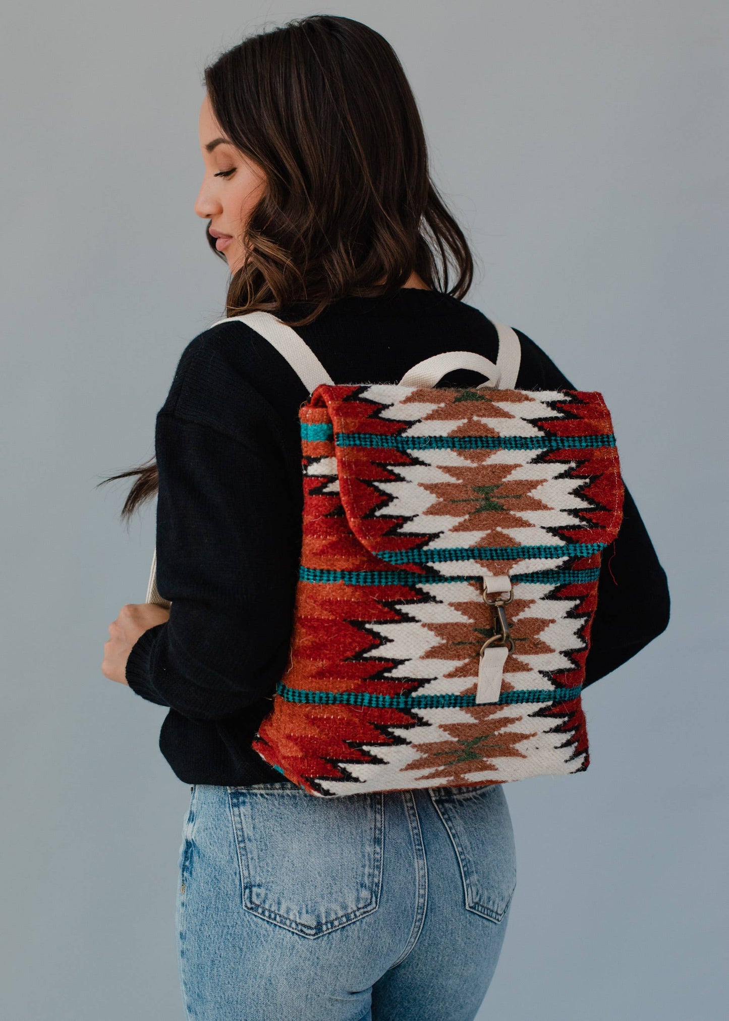 Red, Orange & White Aztec Backpack