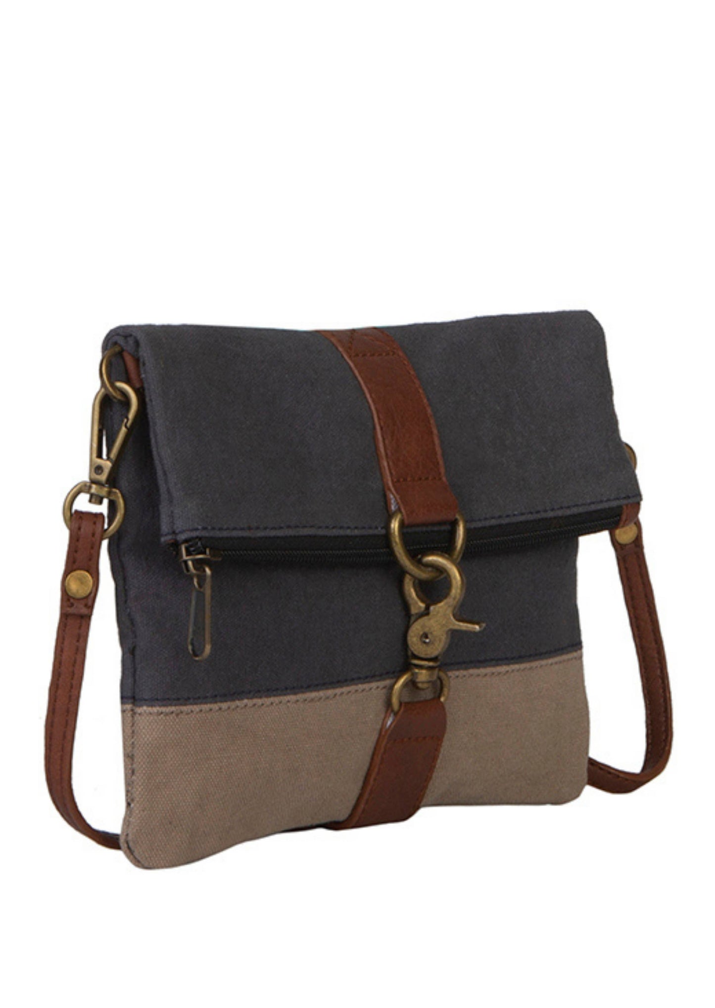 Finley Up-Cycled Canvas Fold-Over Crossbody