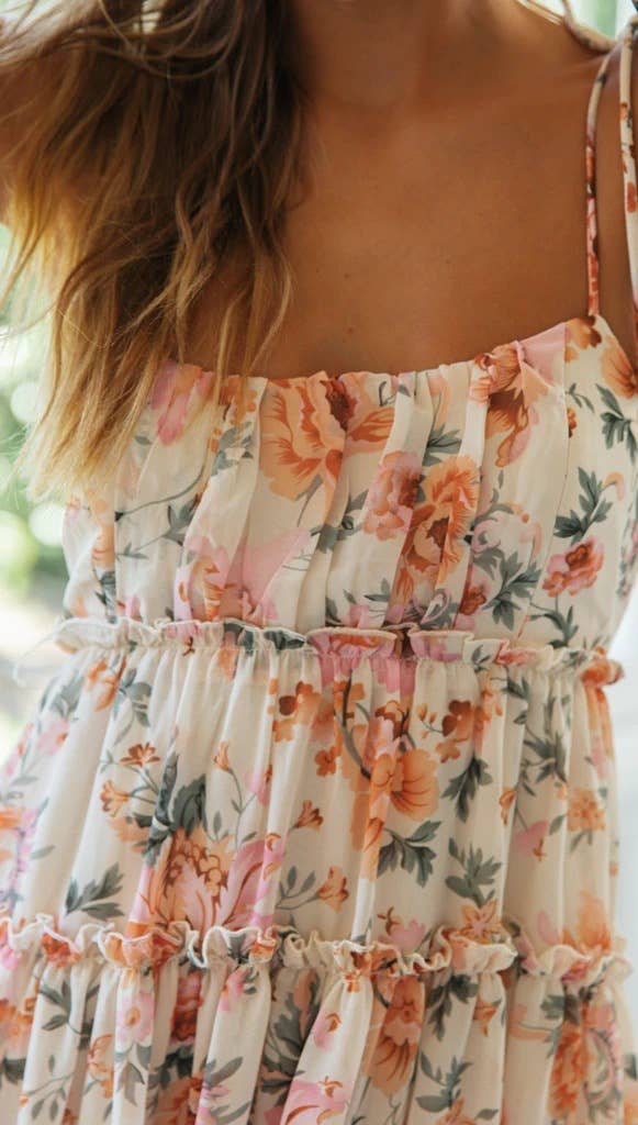 Flounce Flower Print Mini Dress