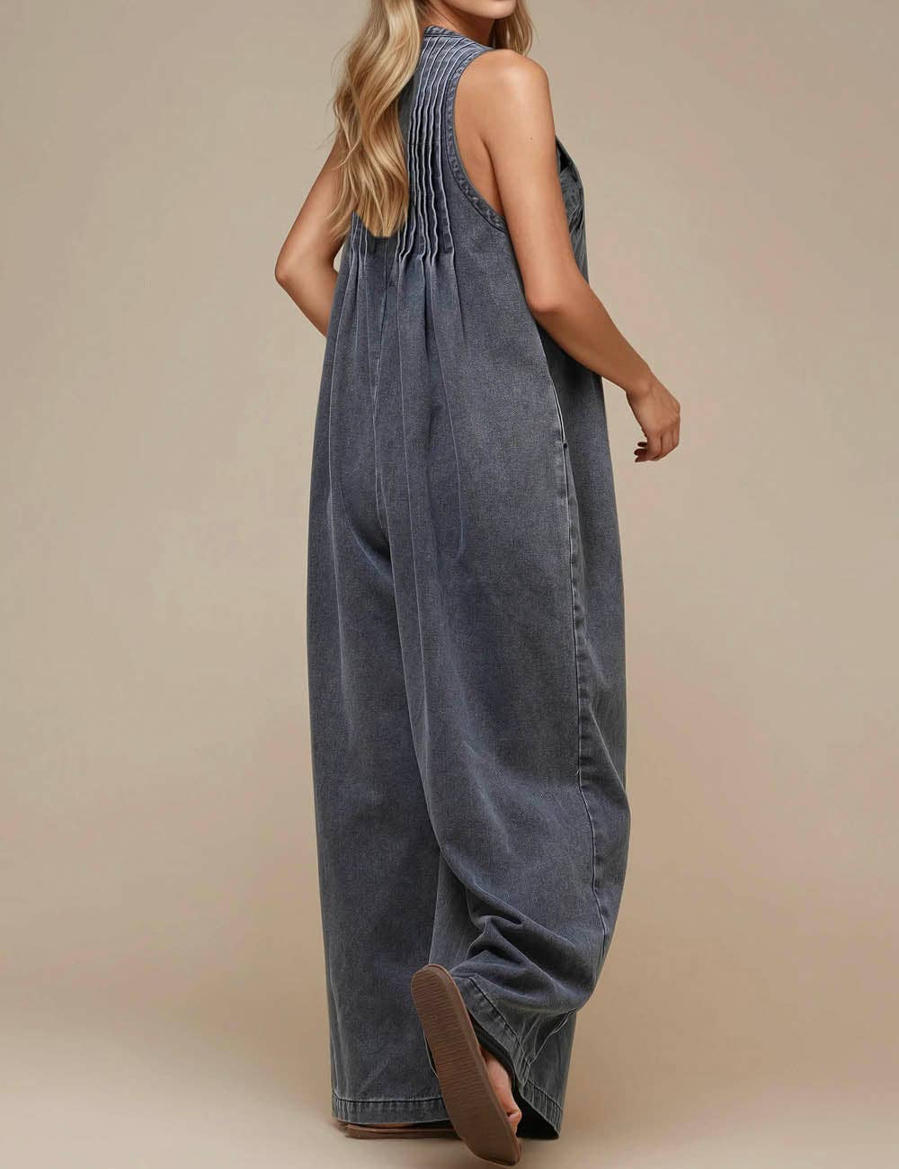 Ladies V-Neck Sleeveless String Tie Jumpsuit