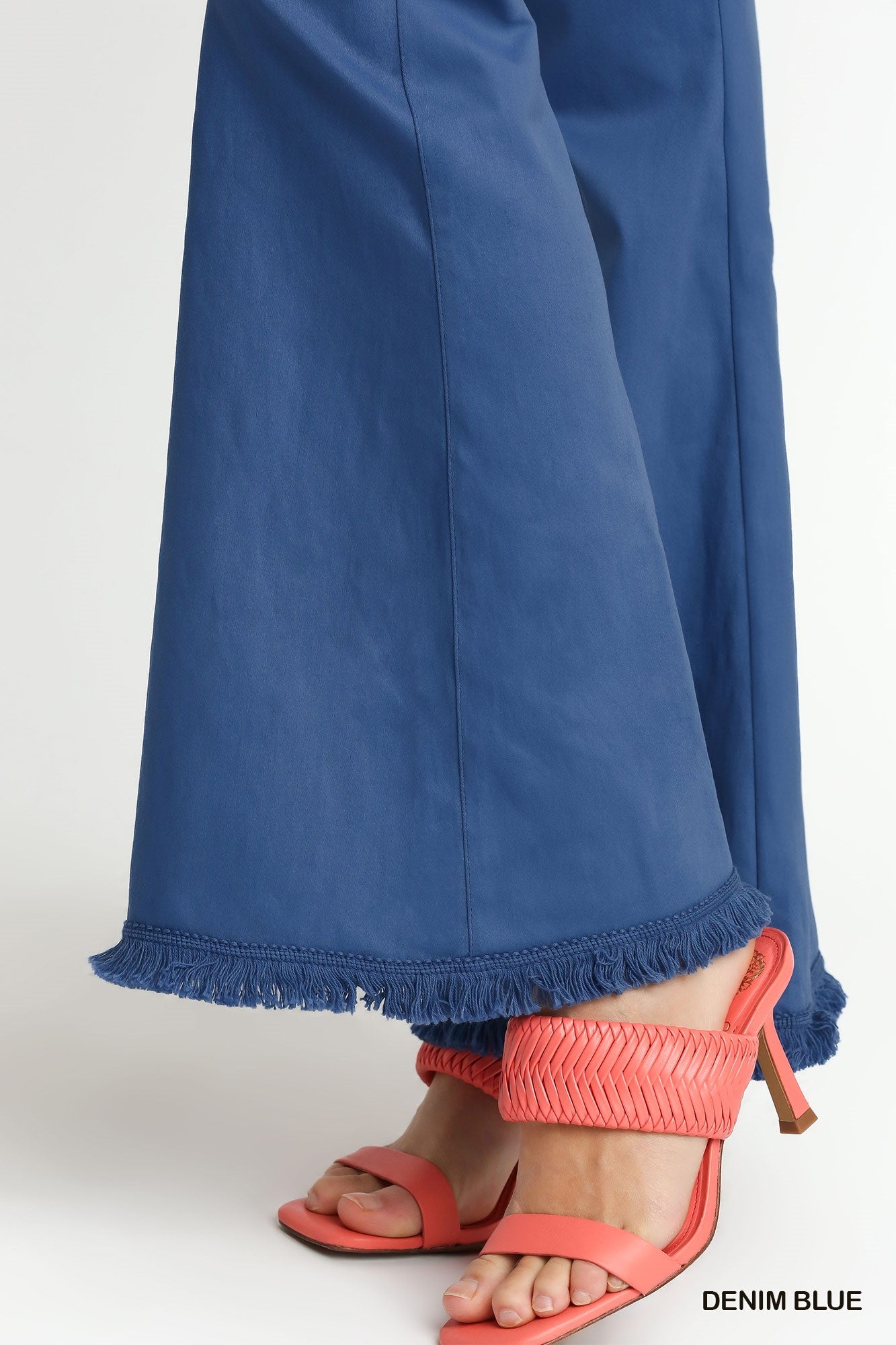 Denim Blue Stretch Wide Flare Leg Pant with Elastic Waist