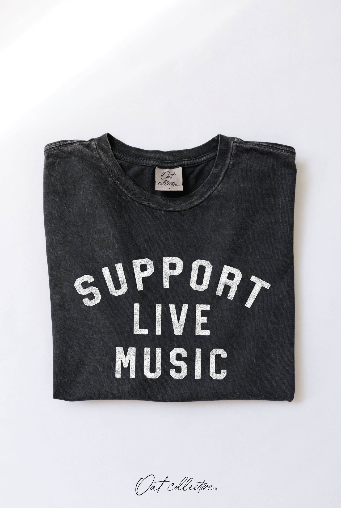 SUPPORT LIVE MUSIC Mineral Graphic Top - Mineral Black