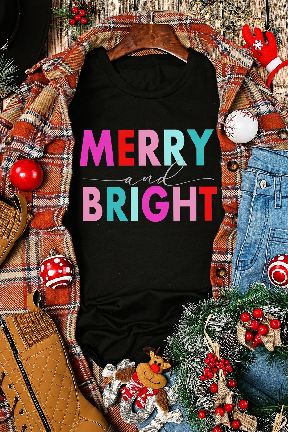 Sale - Merry and Bright Black Graphic Top