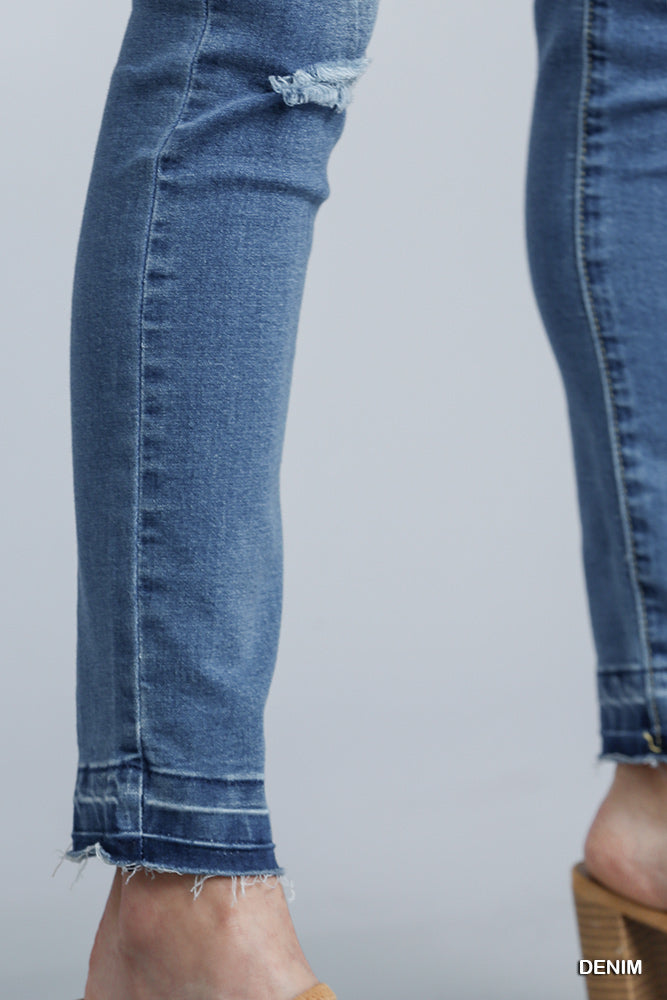 Denim High Rise Distressed Stretch Skinny Jeans