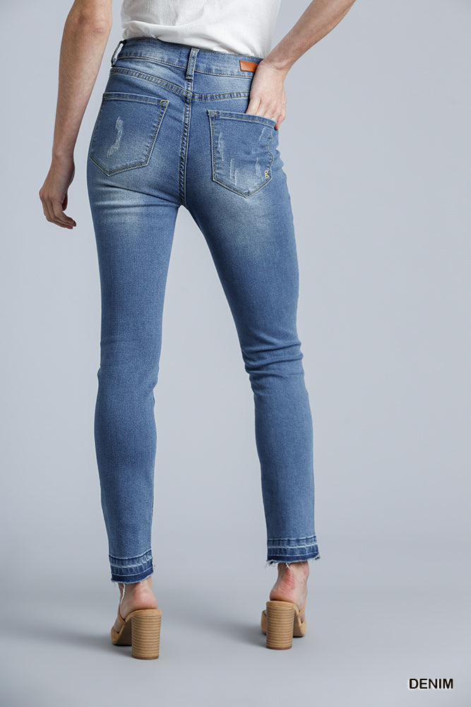 Denim High Rise Distressed Stretch Skinny Jeans