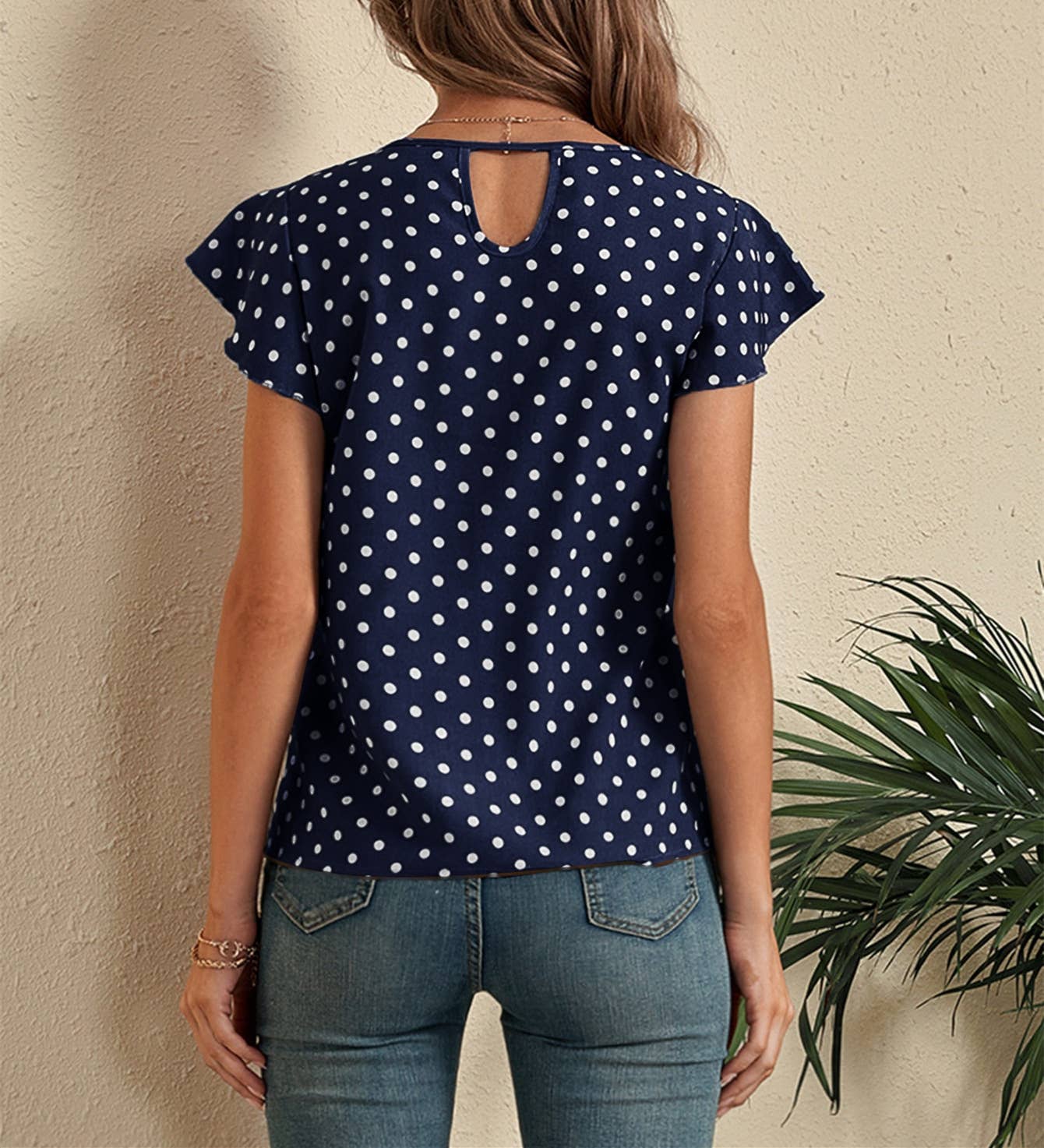 $10 Rack - Polka Dot Short-Sleeved Blouse