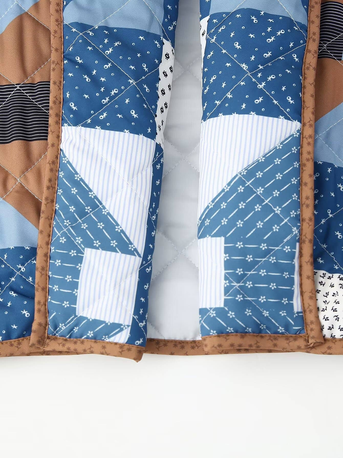 Indigo Nine Patch Quilted Cropped Jacket