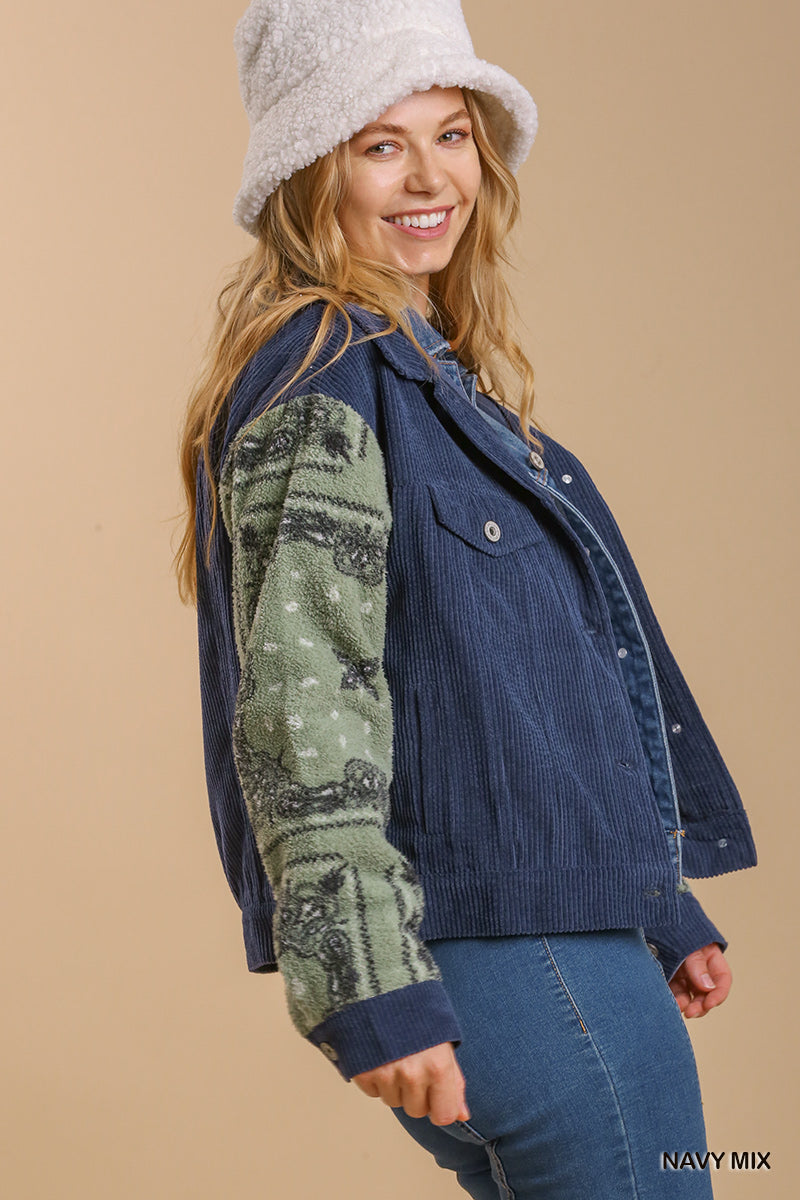 Navy Mix Corduroy Shacket