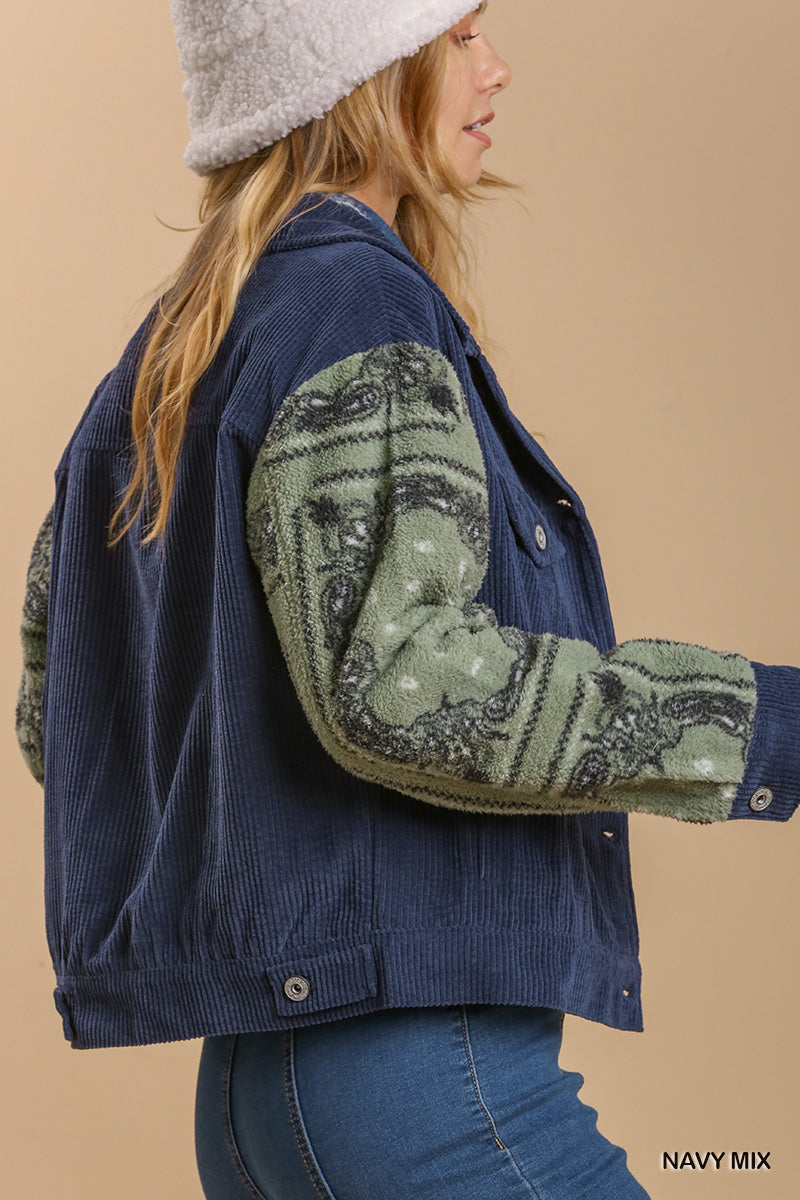Navy Mix Corduroy Shacket