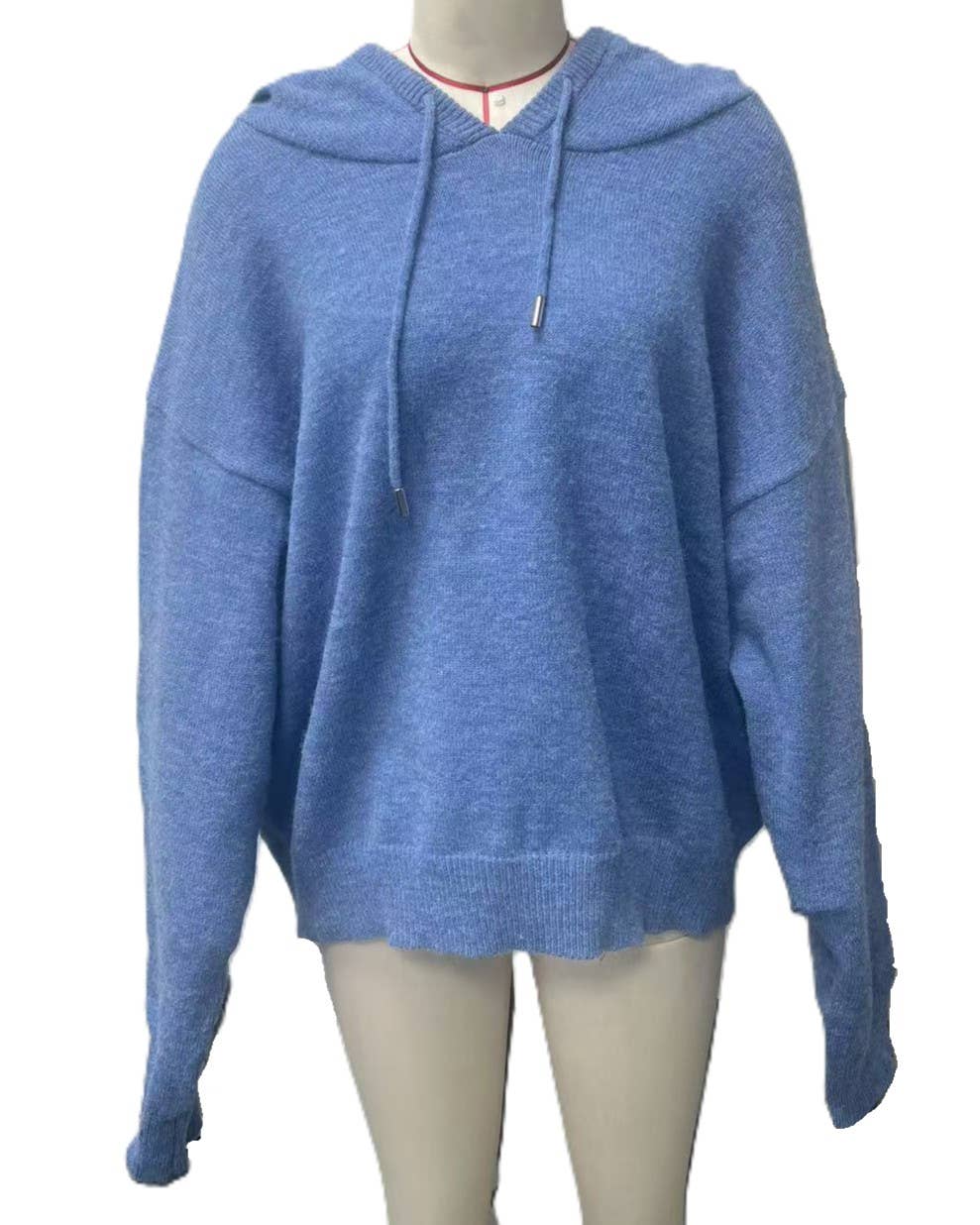 Cozy Solid Drawstring Hooded Knit Sweater