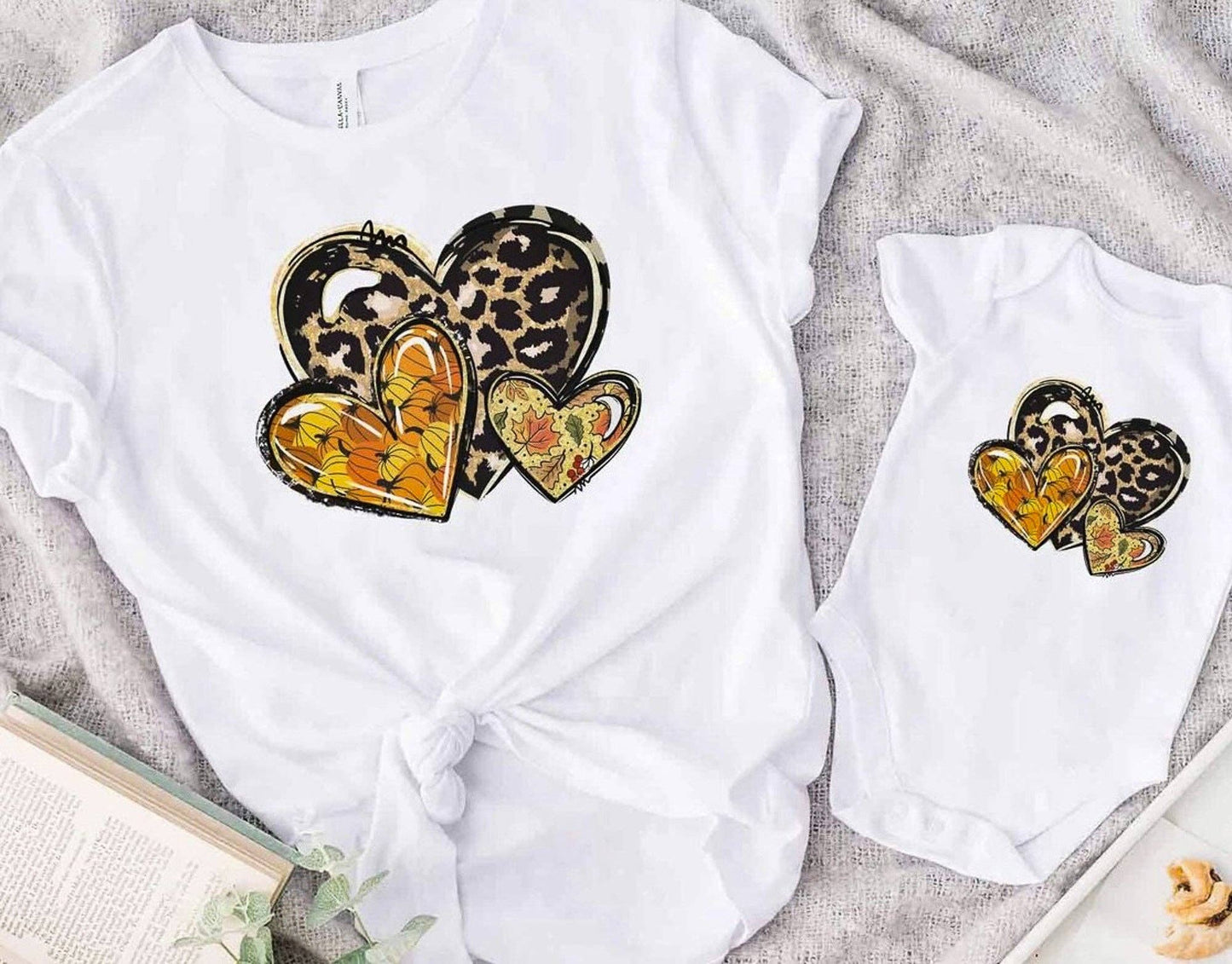 $10 Rack - Pumpkins, Leaves & Cheetah Print Hearts Tee