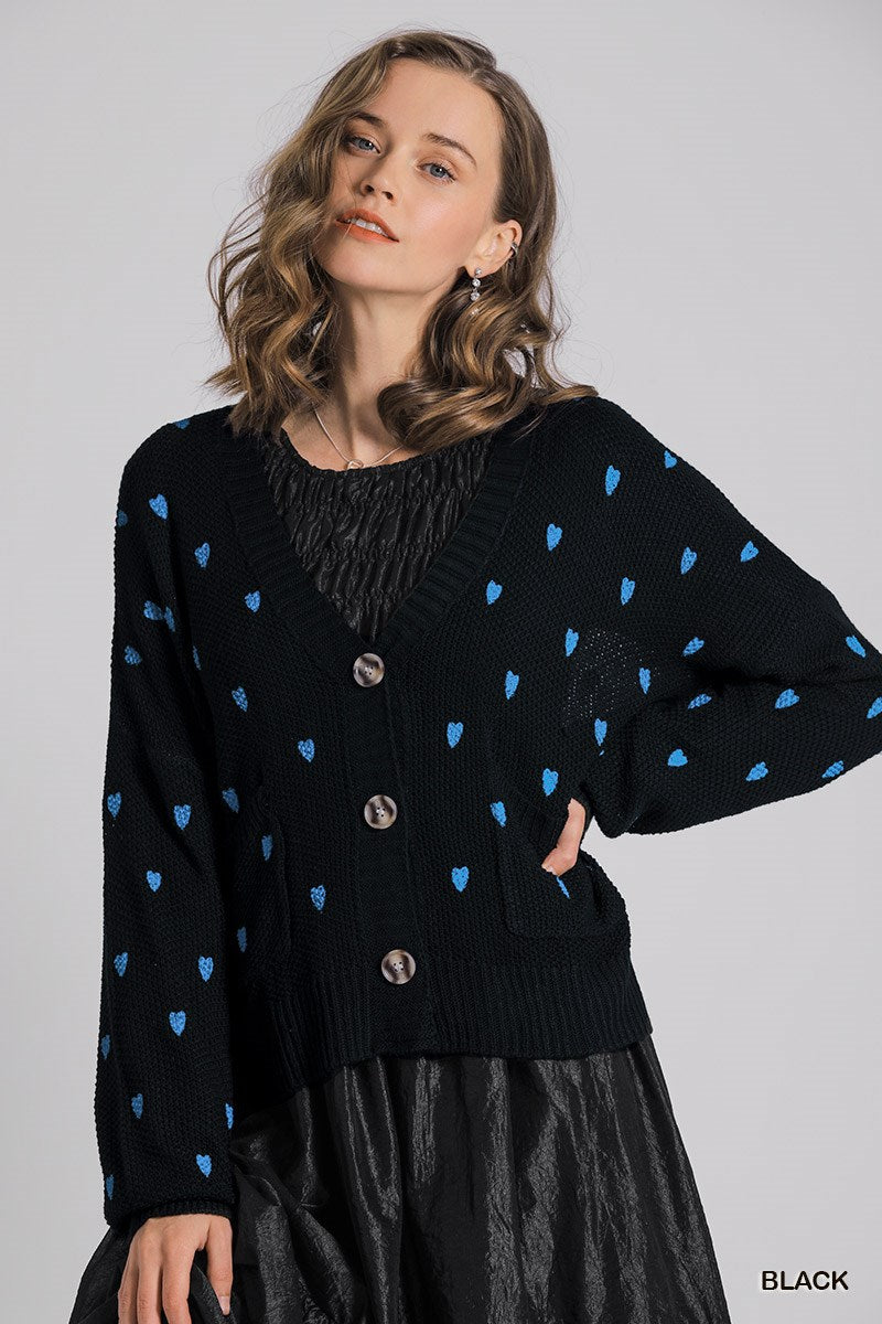 Sale - Black Heart Button Up Cardigan