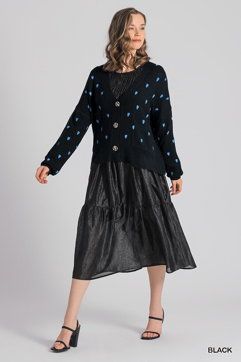 Sale - Black Heart Button Up Cardigan