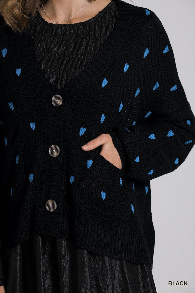 Sale - Black Heart Button Up Cardigan