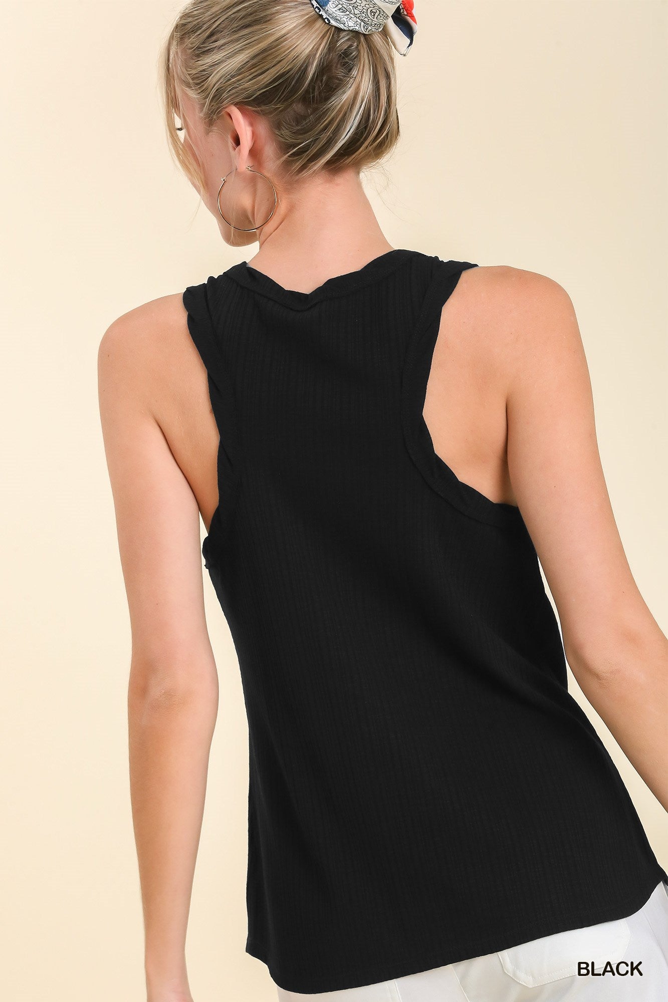 Black Ribbed Tank Top