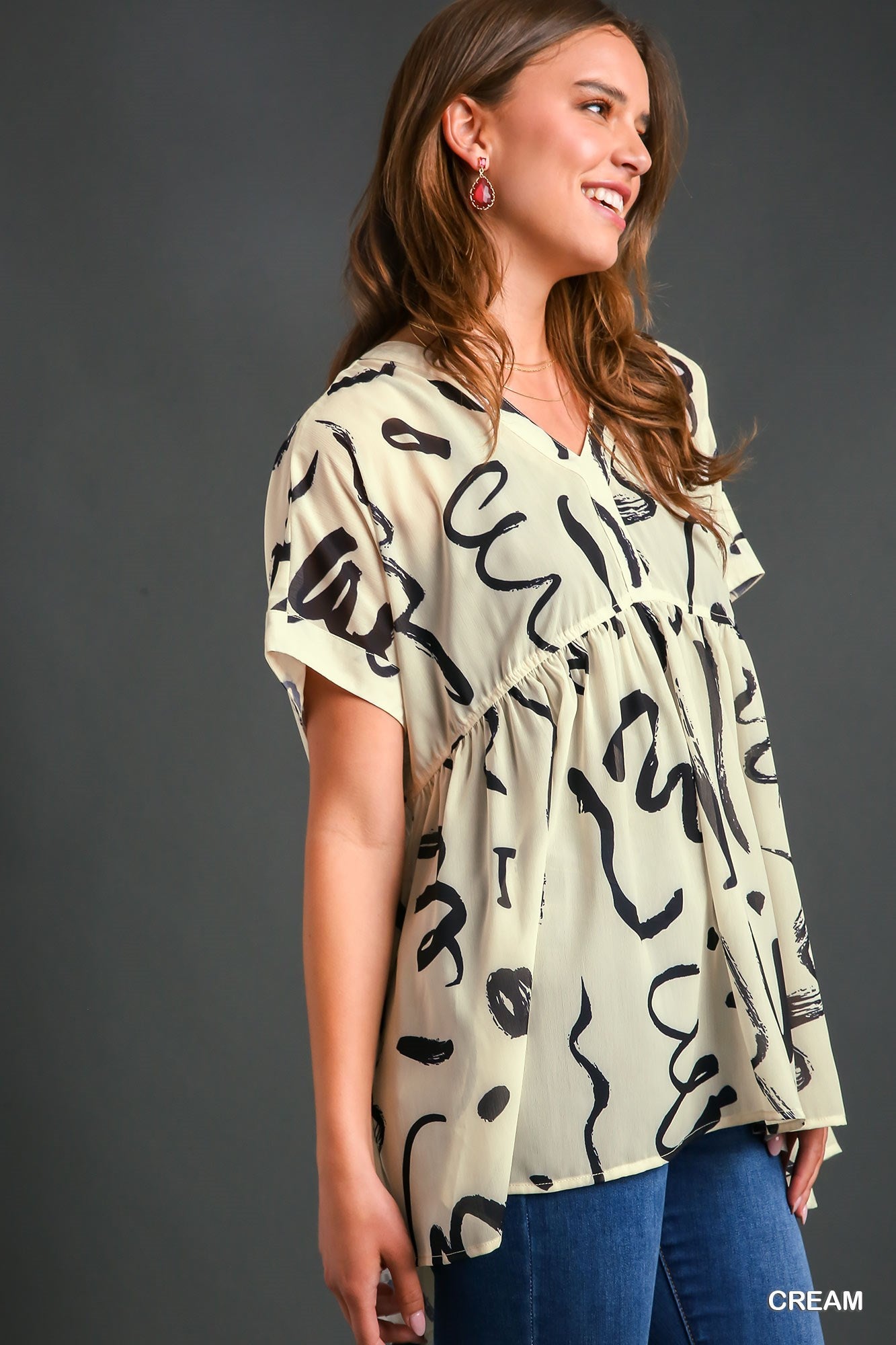 Cream Tiered Short Sleeve Top
