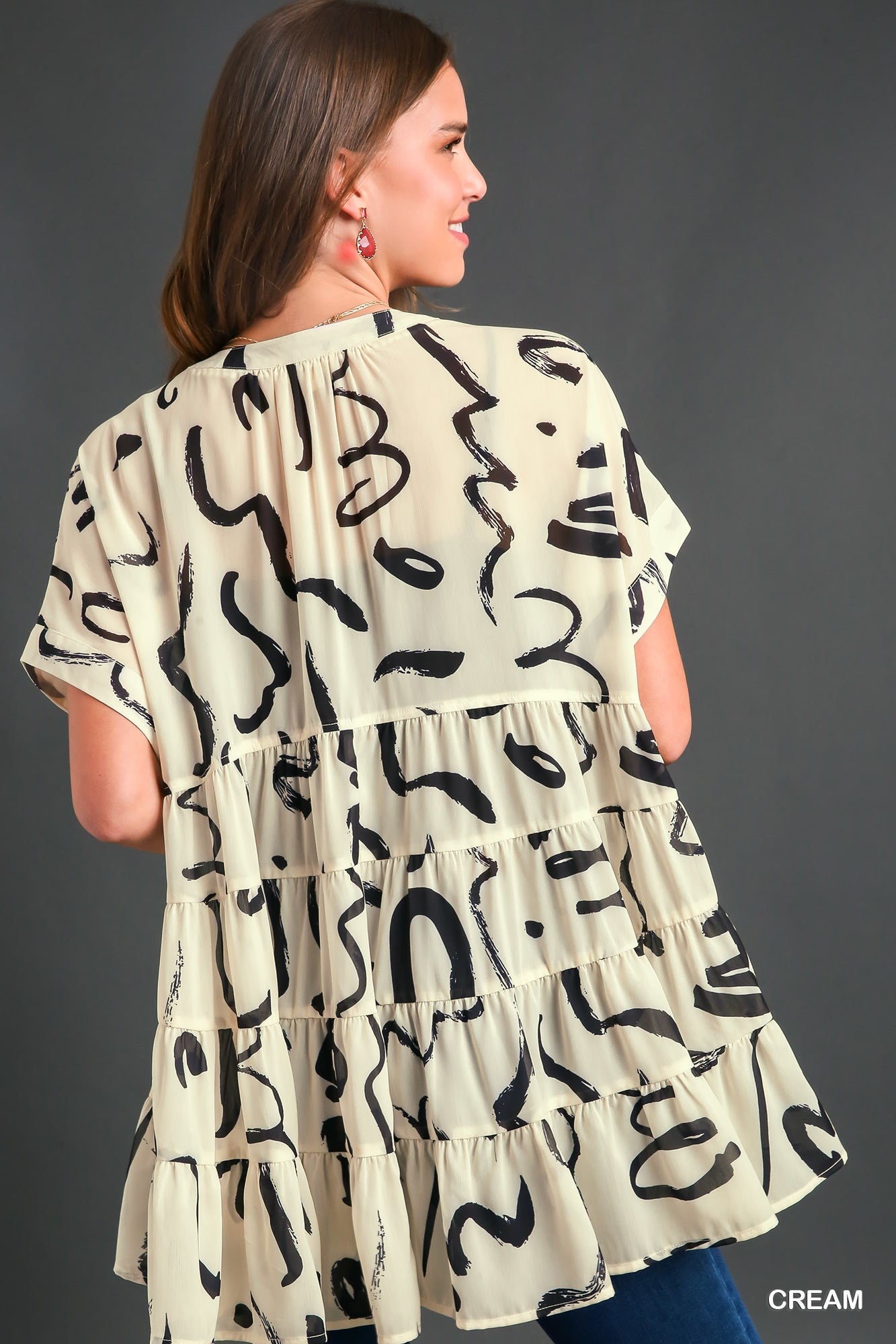 Cream Tiered Short Sleeve Top