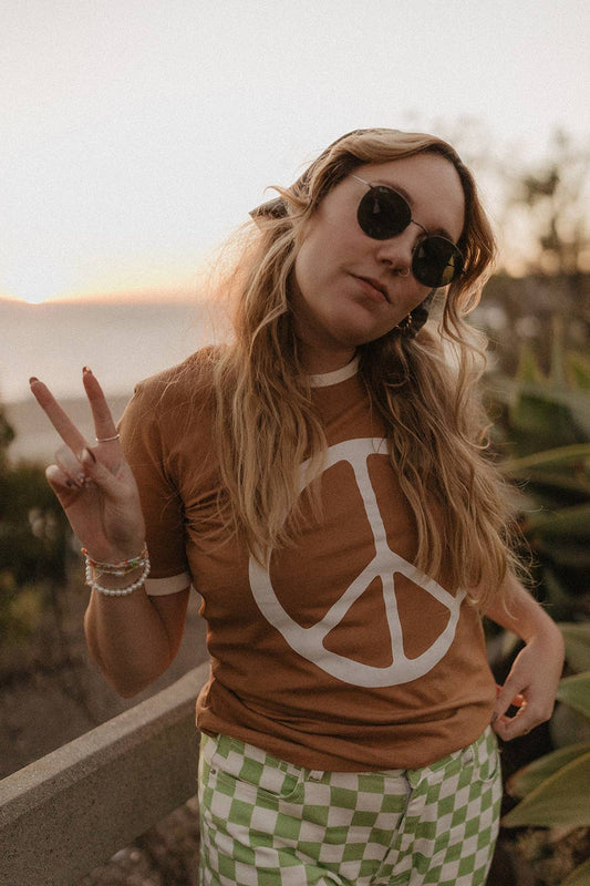 Sale - Peace |  Women's Ringer Graphic T-shirt