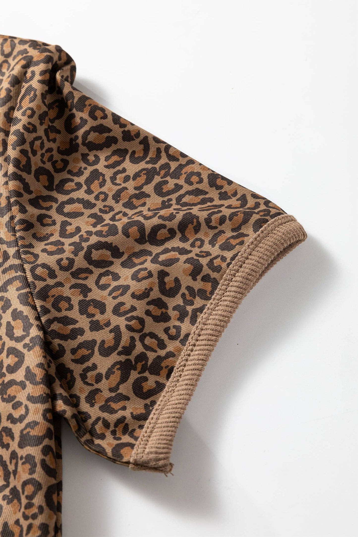 Western Leopard Print Crew Neck Casual Tee