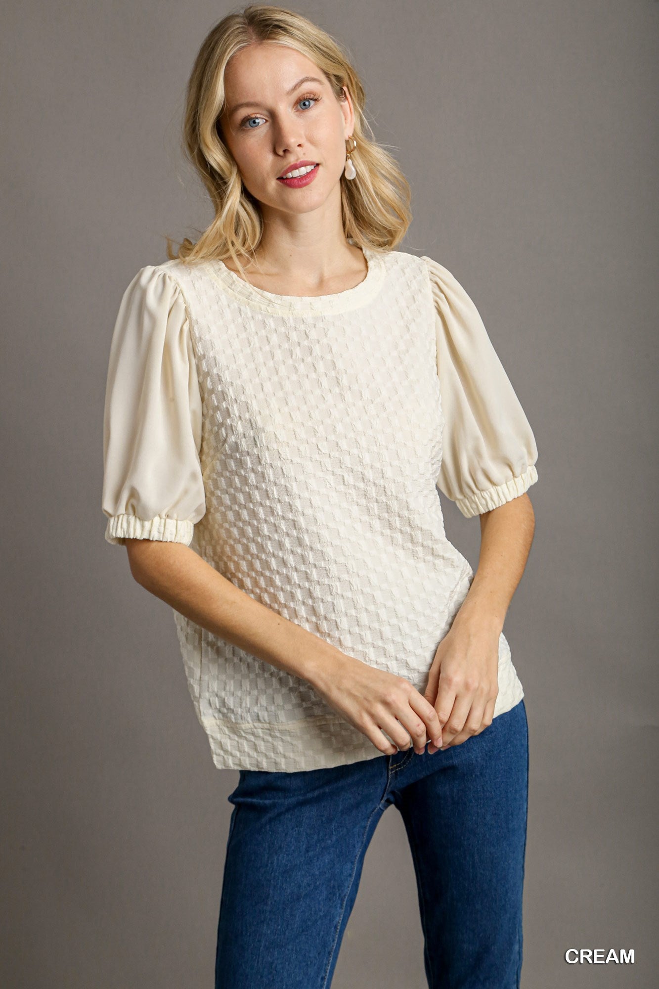 Sale - Cream Jacquard Texture Top