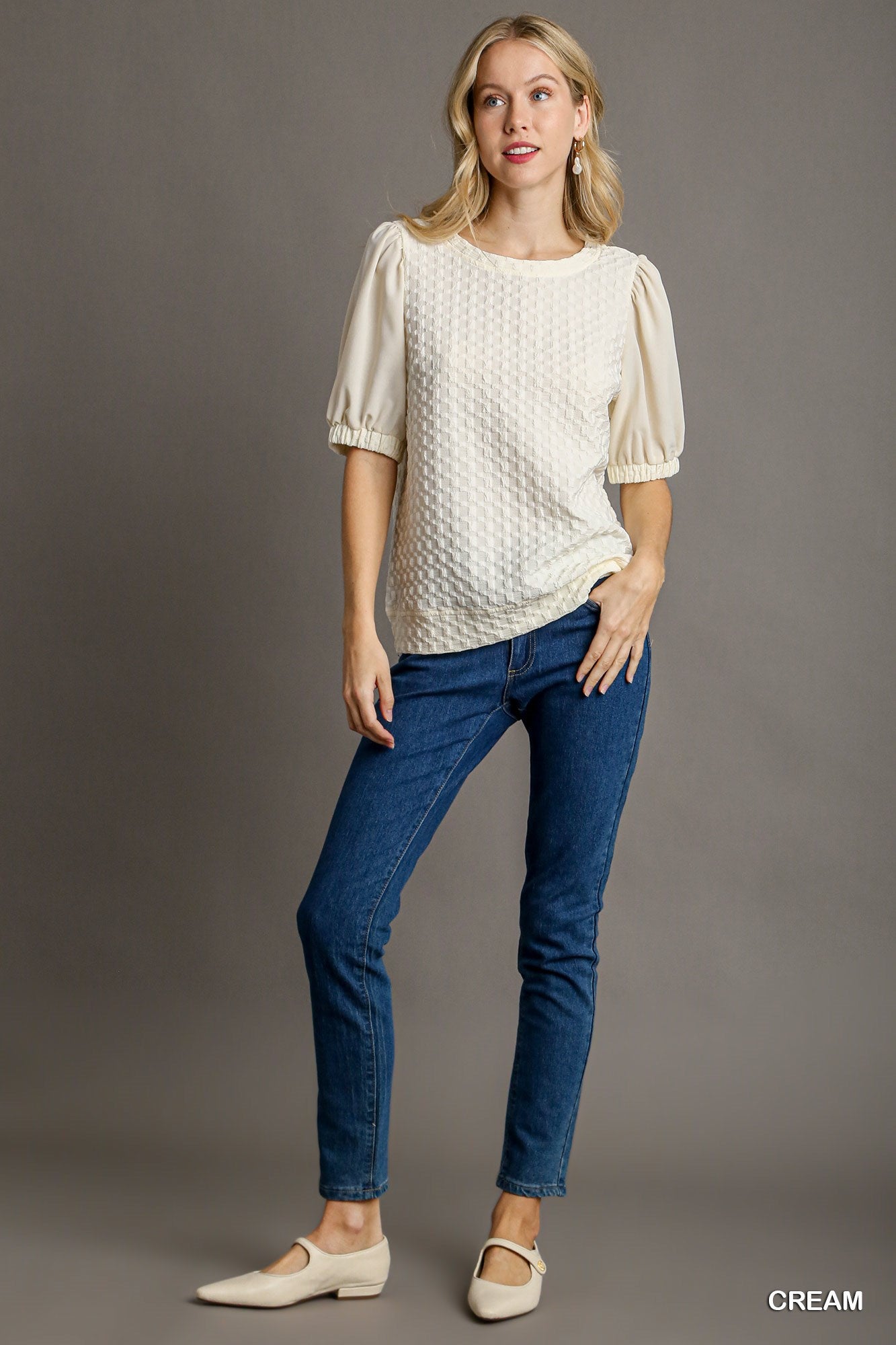 Sale - Cream Jacquard Texture Top