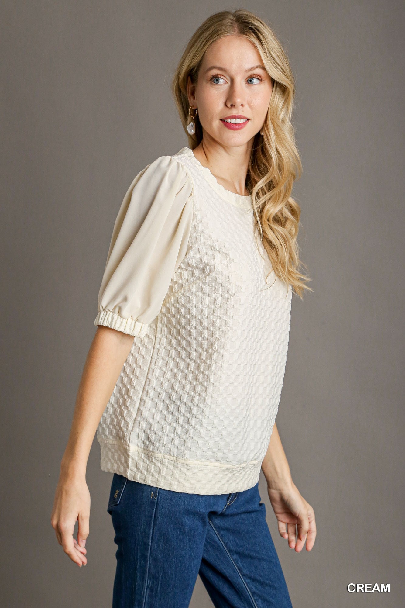 Sale - Cream Jacquard Texture Top