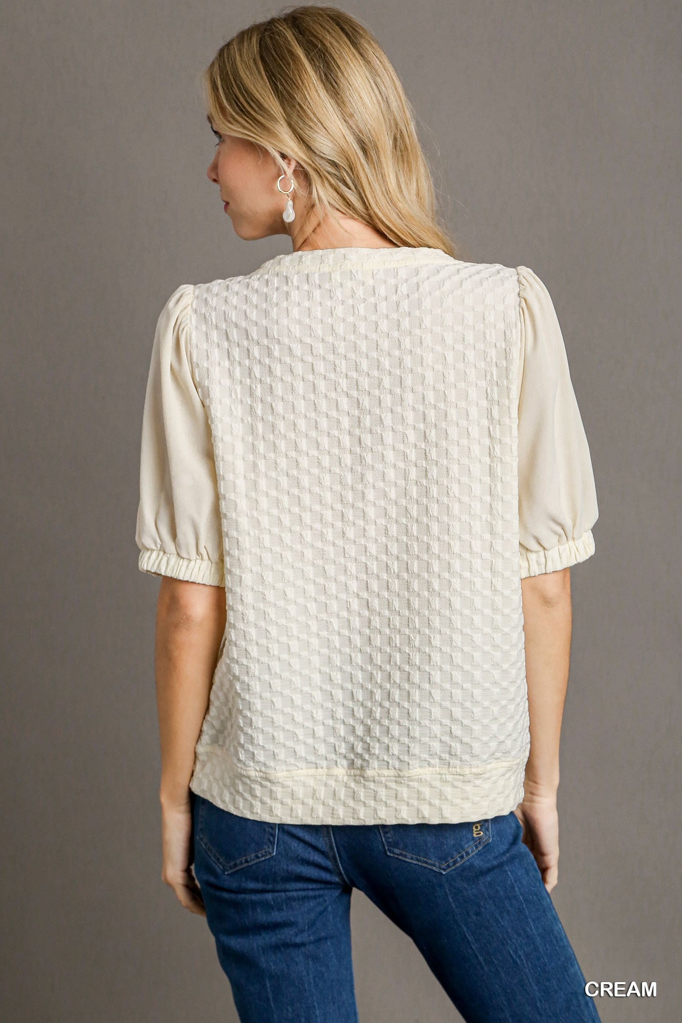 Sale - Cream Jacquard Texture Top