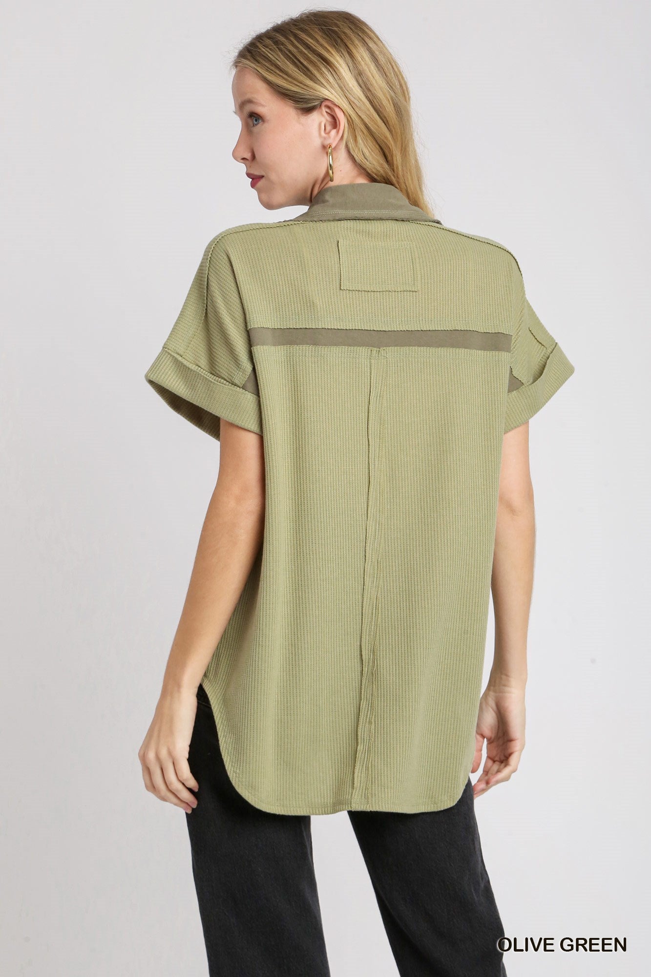 Olive Button Down Top