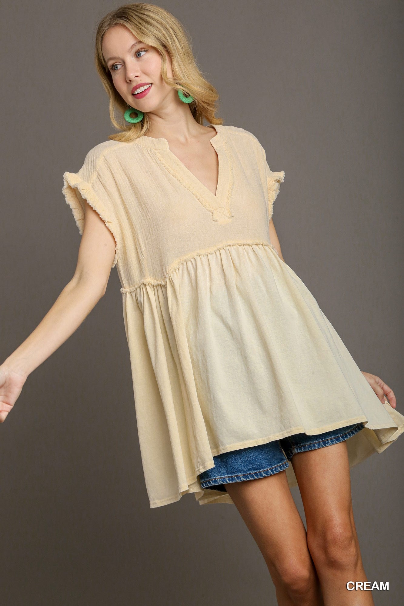 Cream Babydoll Tunic Top