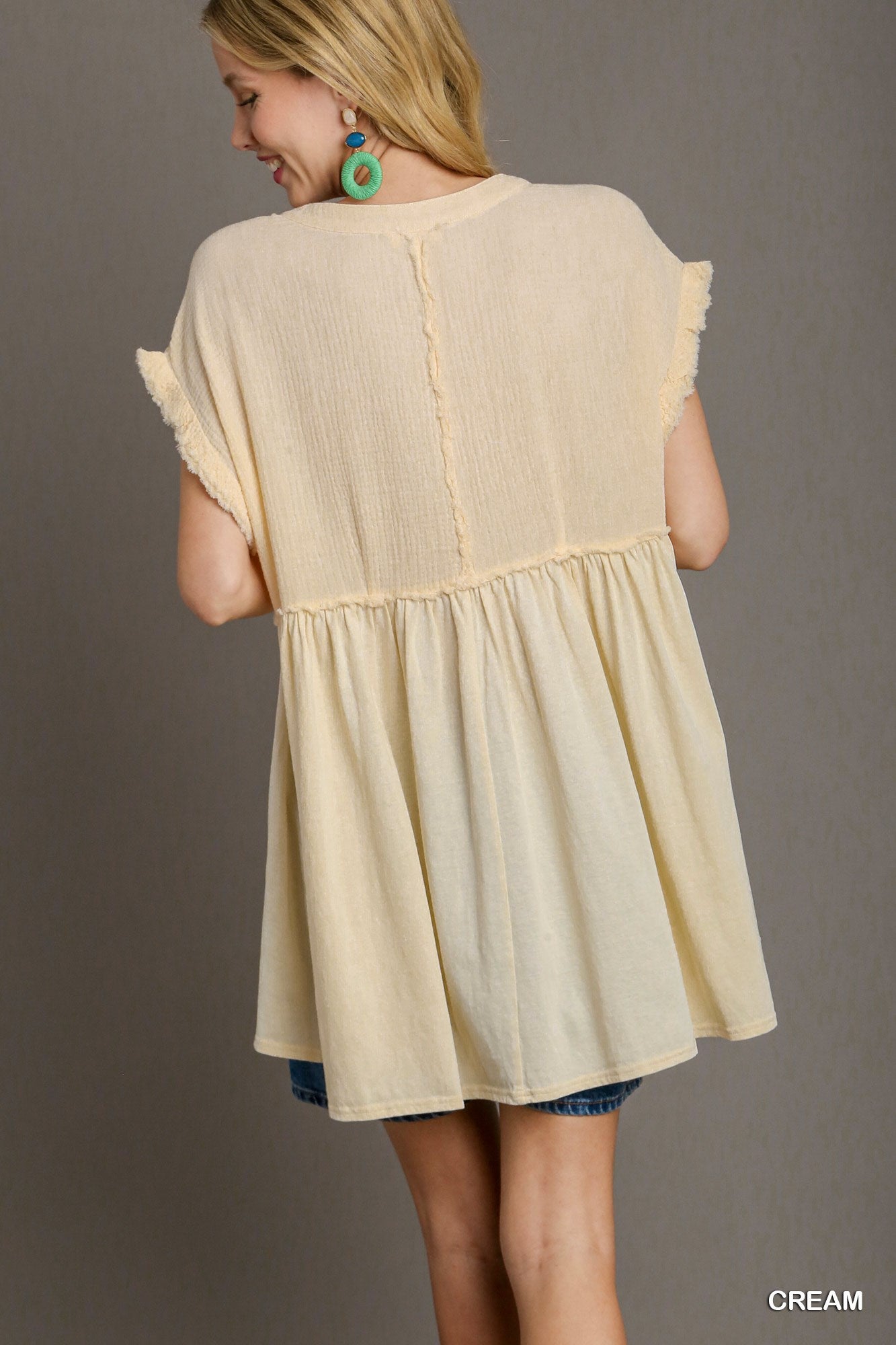 Cream Babydoll Tunic Top