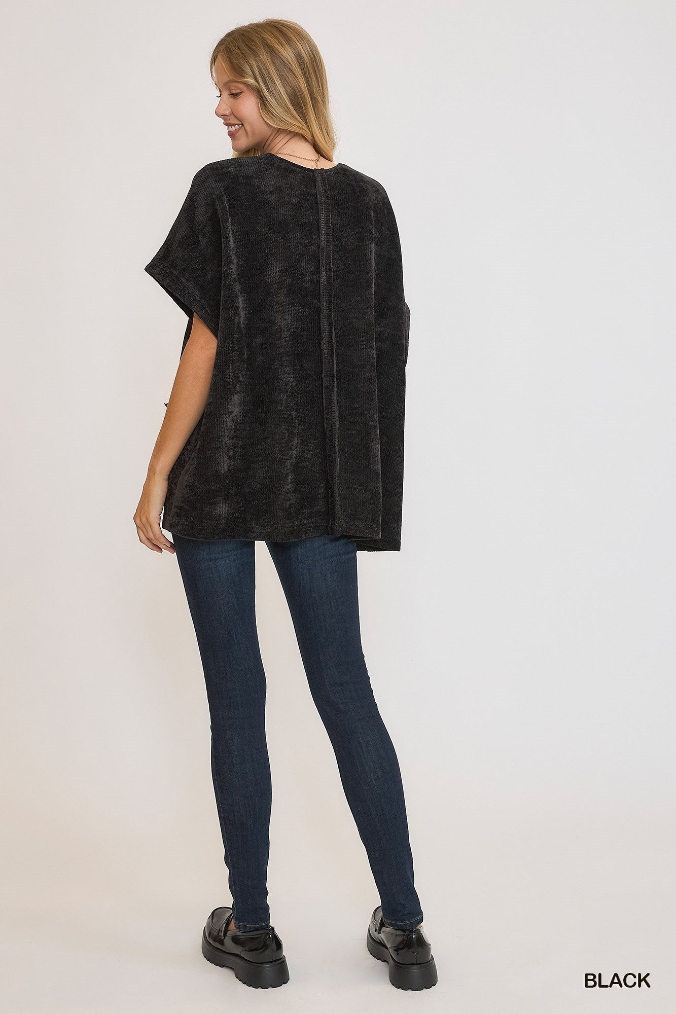 Black Open Front Knit Jacket