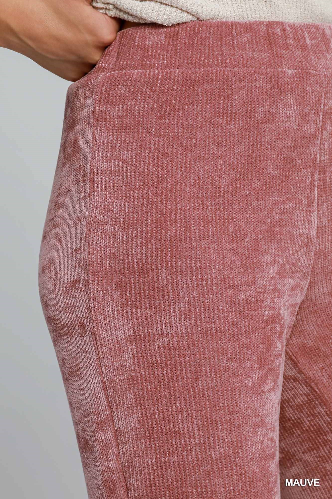 Mauve Soft Knit Straight Leg Pants