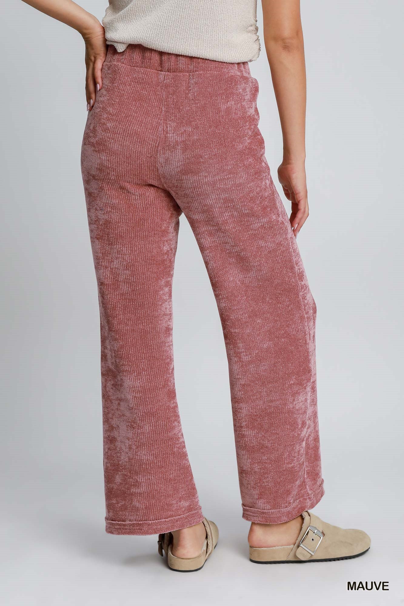 Mauve Soft Knit Straight Leg Pants
