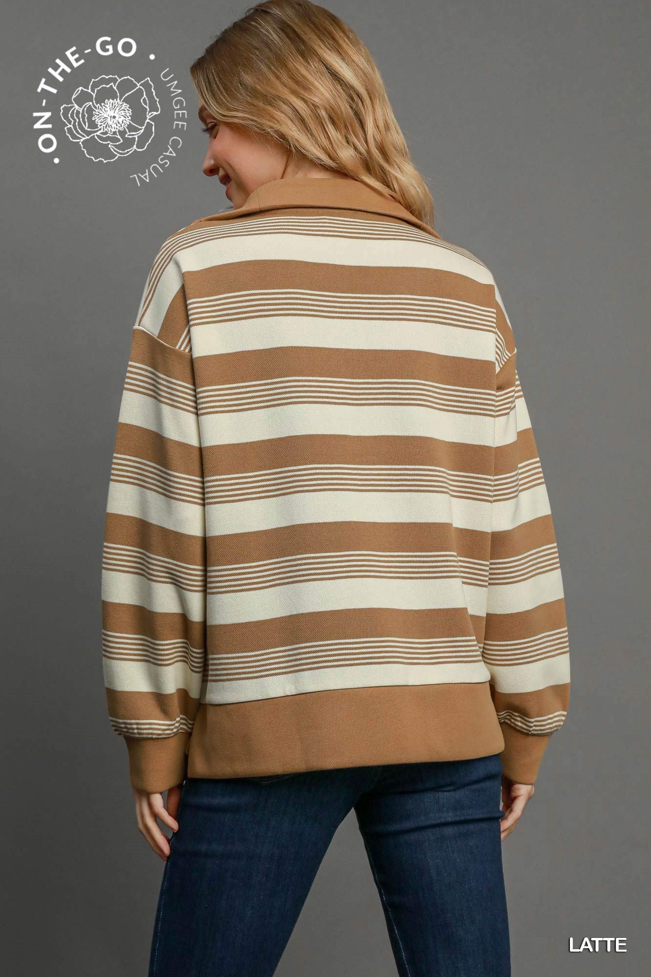Latte Knit Half Zip Top