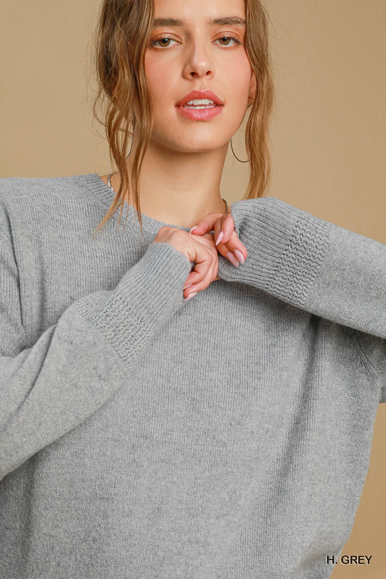 Heather Gray Knit Pullover Sweater