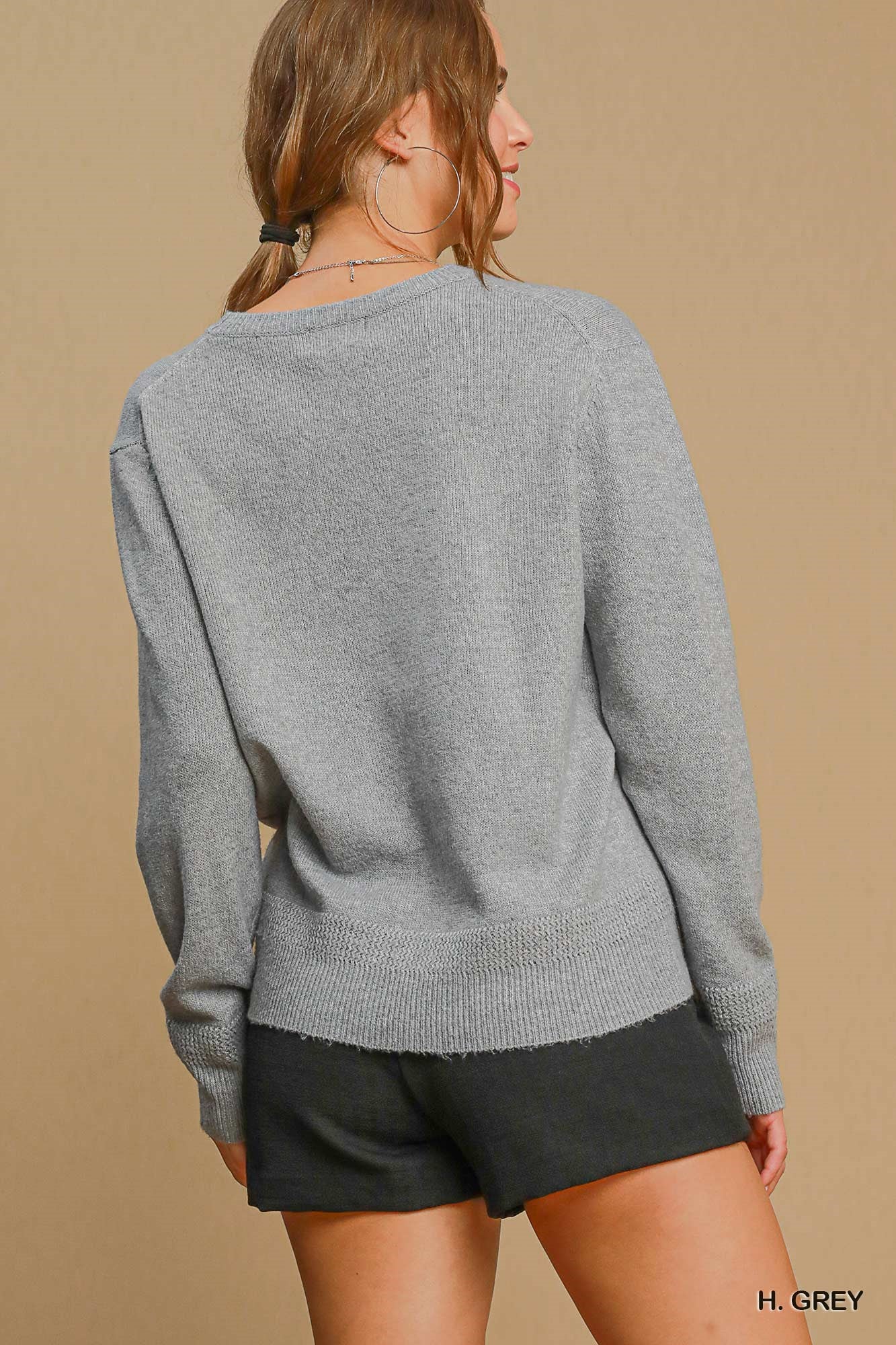 Heather Gray Knit Pullover Sweater