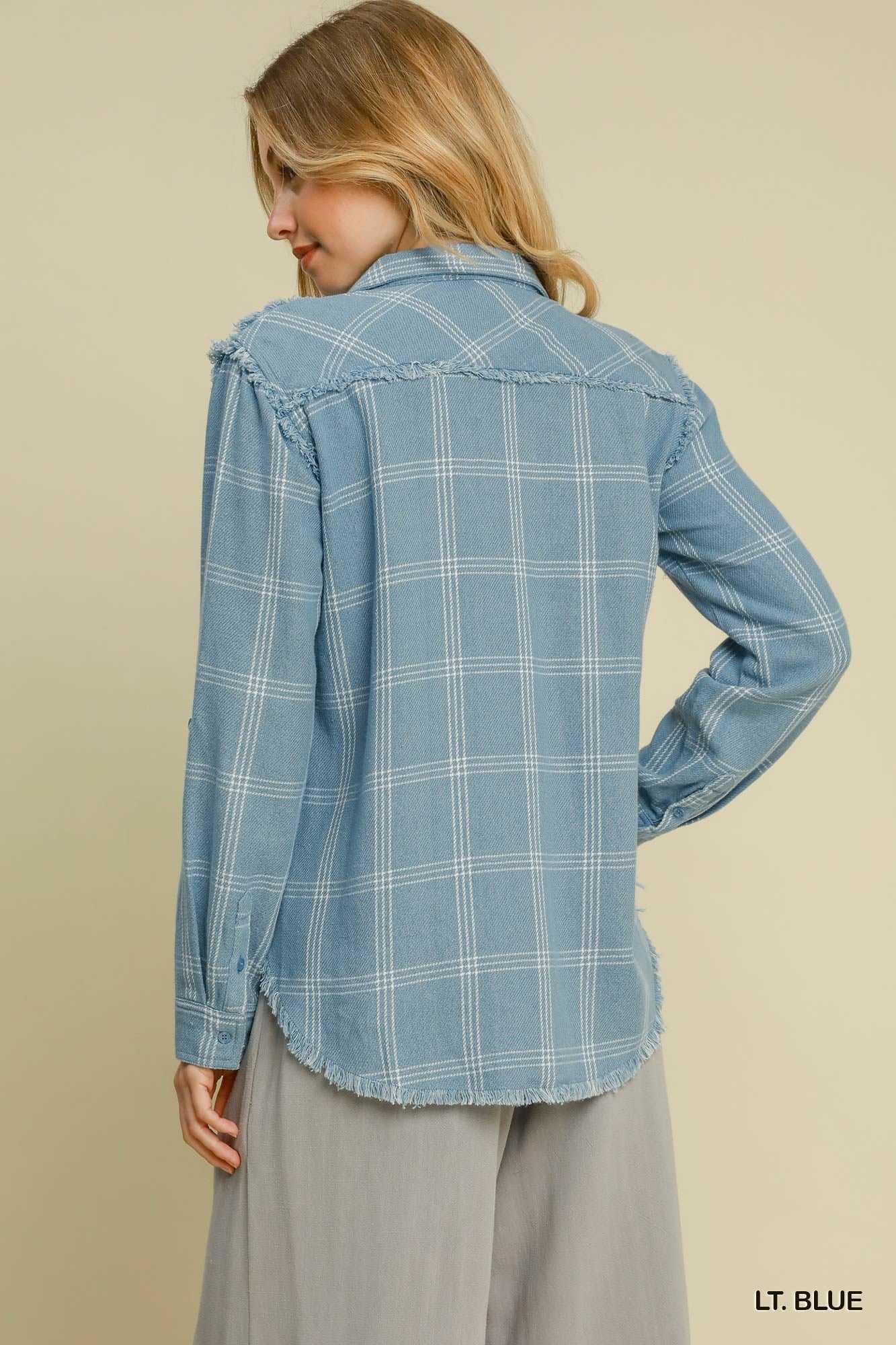 Light Blue Washed Utility Shirt Jacket