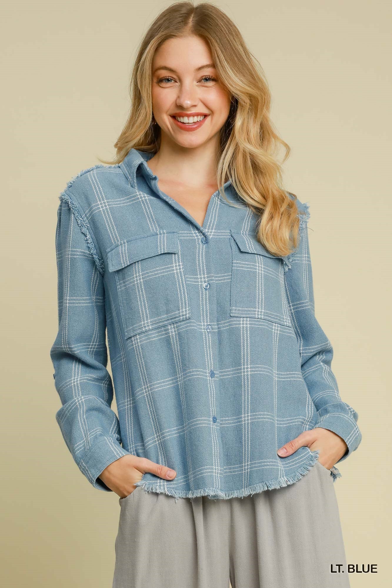 Light Blue Washed Utility Shirt Jacket