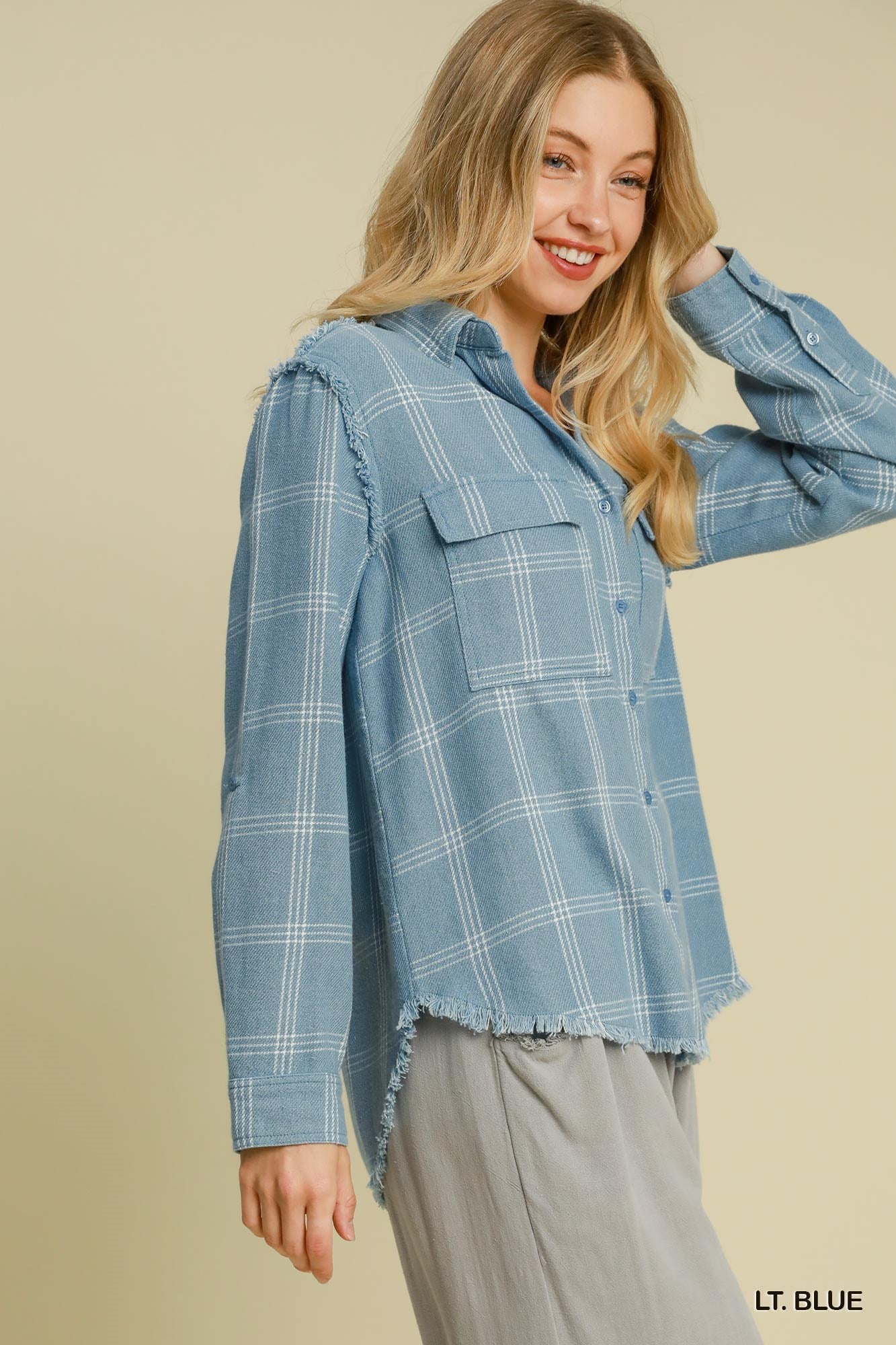 Light Blue Washed Utility Shirt Jacket