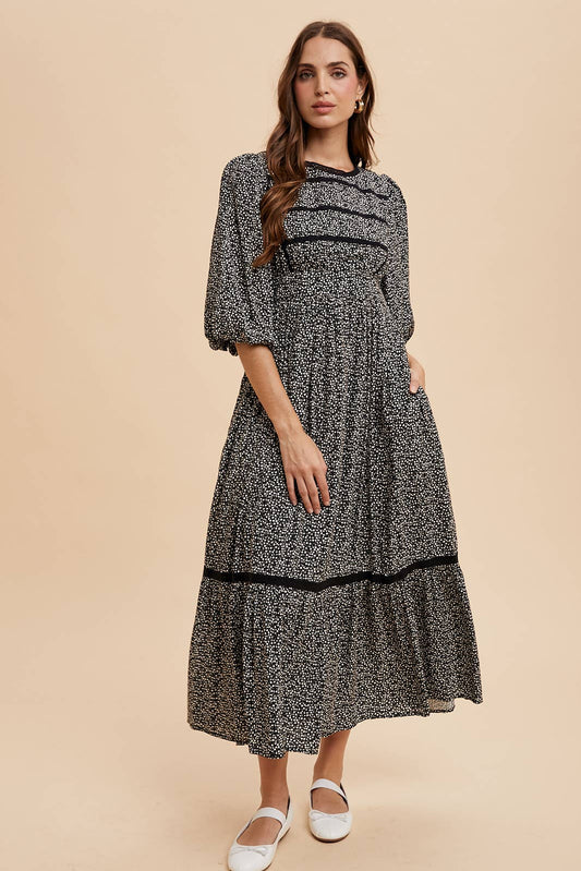 Black Lace Inset Maxi Dress