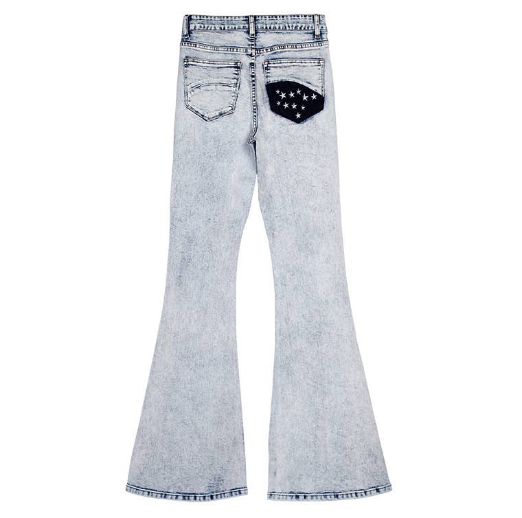 July 4th Patchwork Striped Flared Jeans