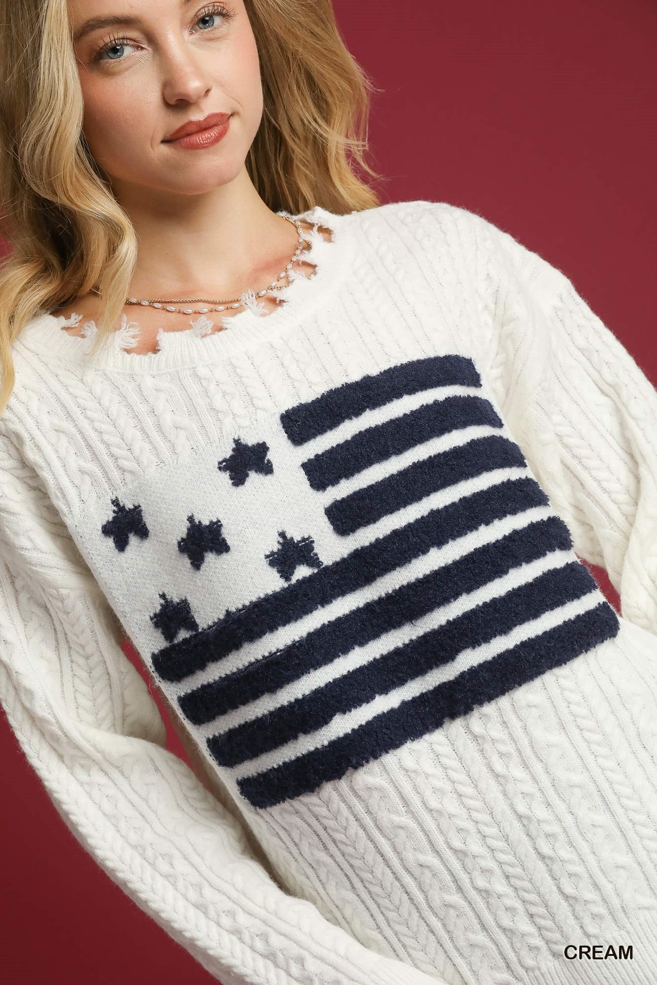 Sale - Distressed American Flag Sweater