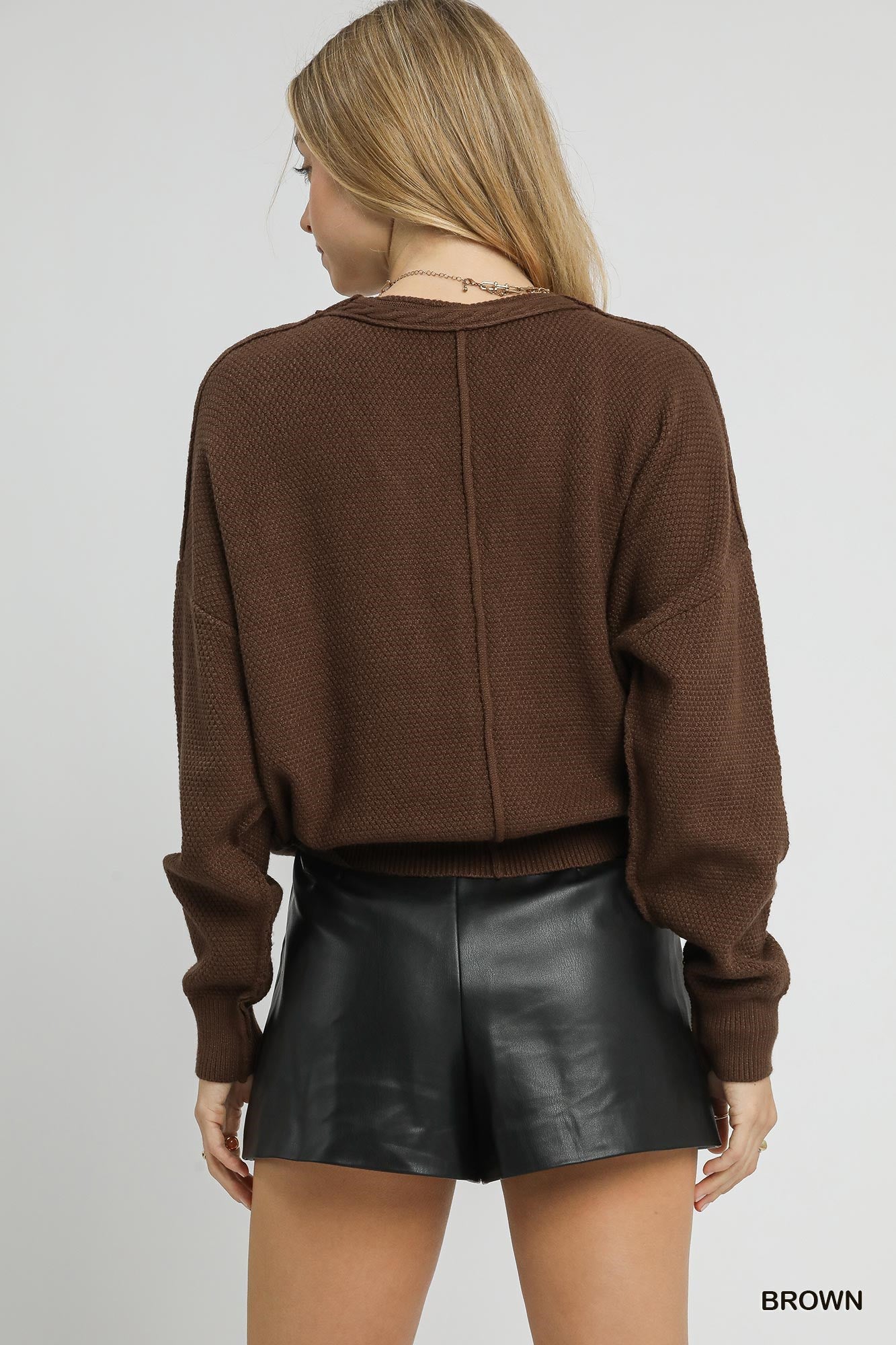 Brown Chunky Cable Knit Button Front Cardigan