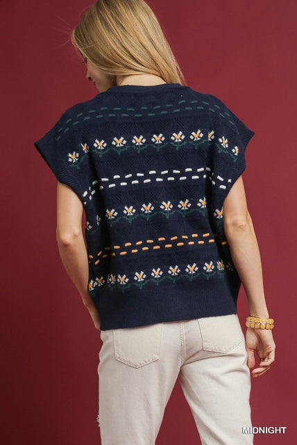 Midnight Button Down Floral Sweater