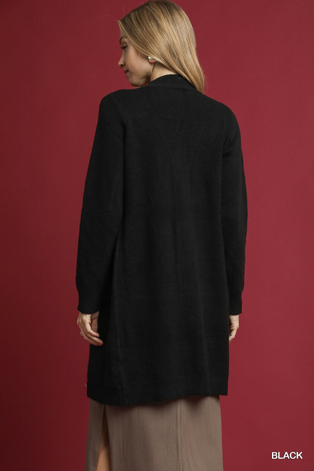 Black Button Down Cardigan Dress Sweater
