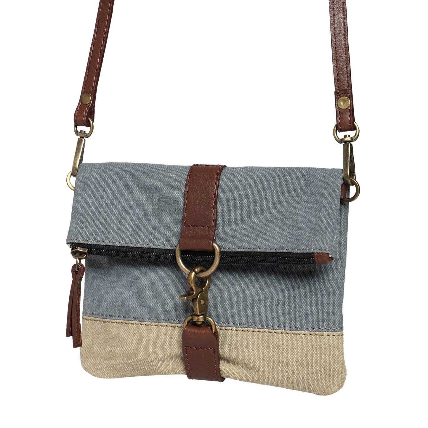 Finley Original Leather Crossbody Bag in Dusty Blue