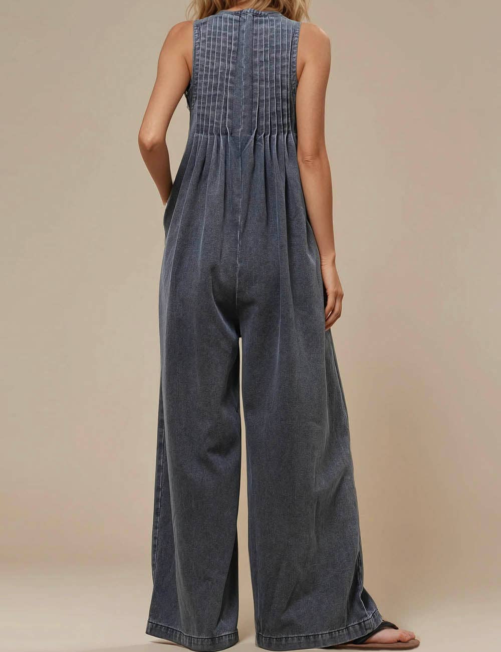 Ladies V-Neck Sleeveless String Tie Jumpsuit