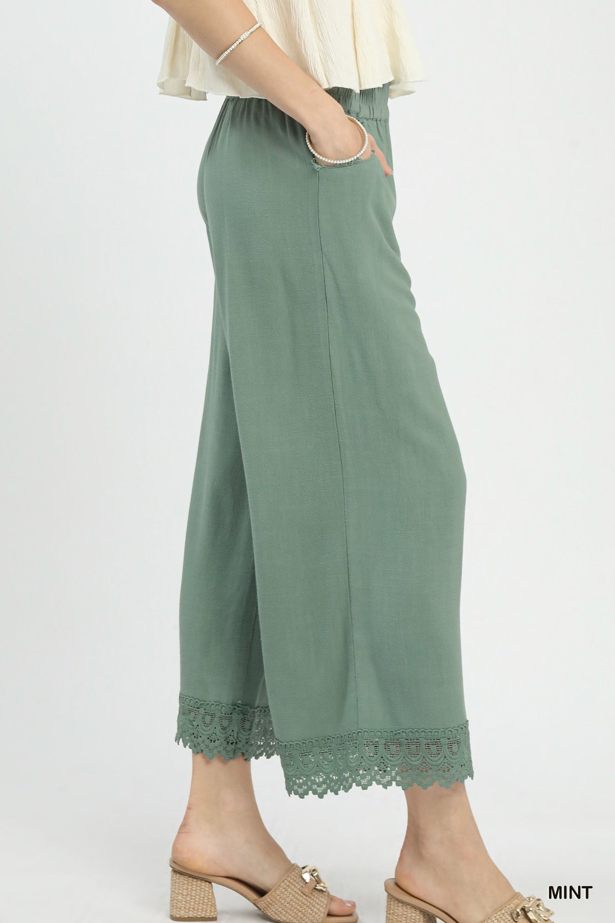 Mint Linen Wide Leg Pants
