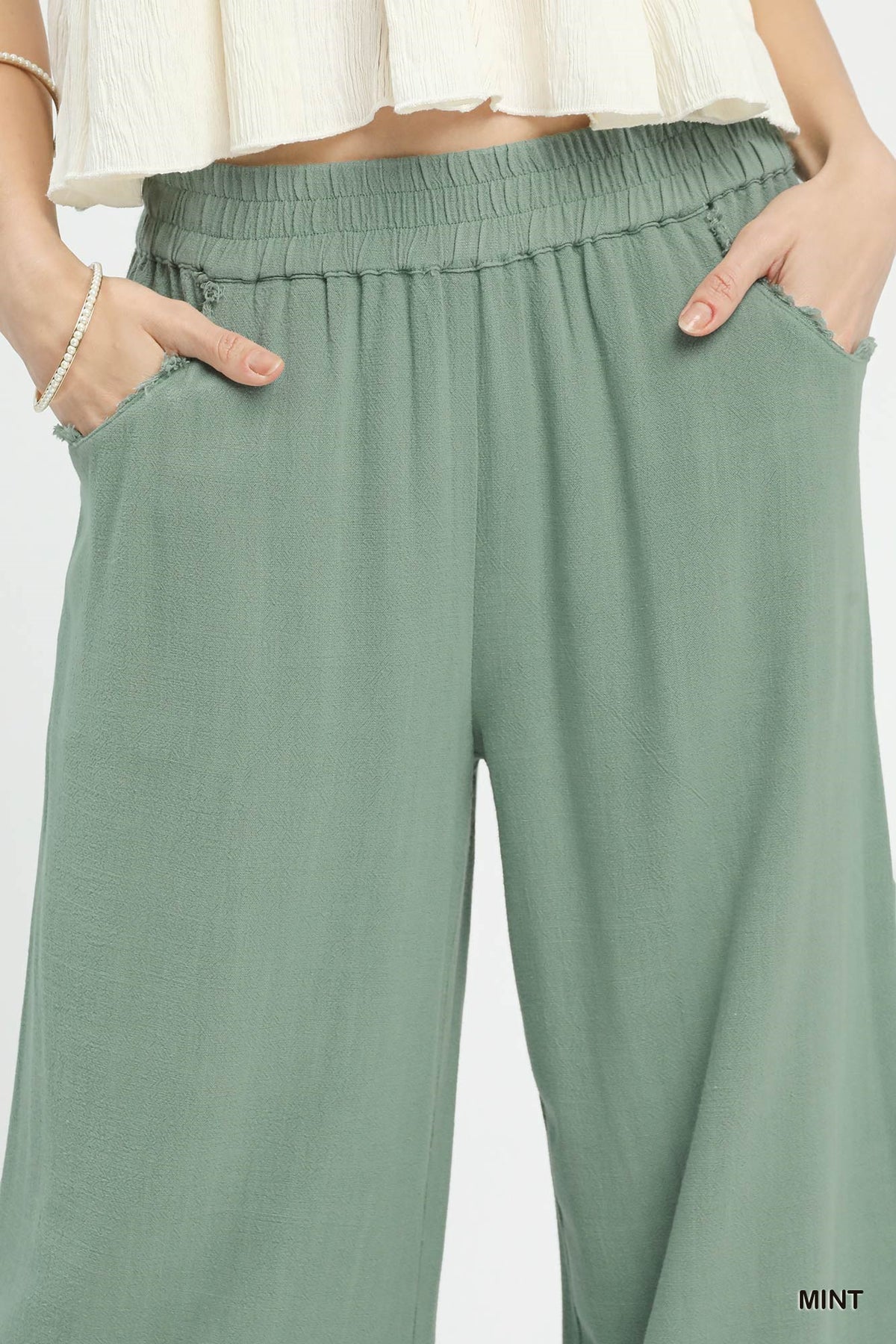 Mint Linen Wide Leg Pants